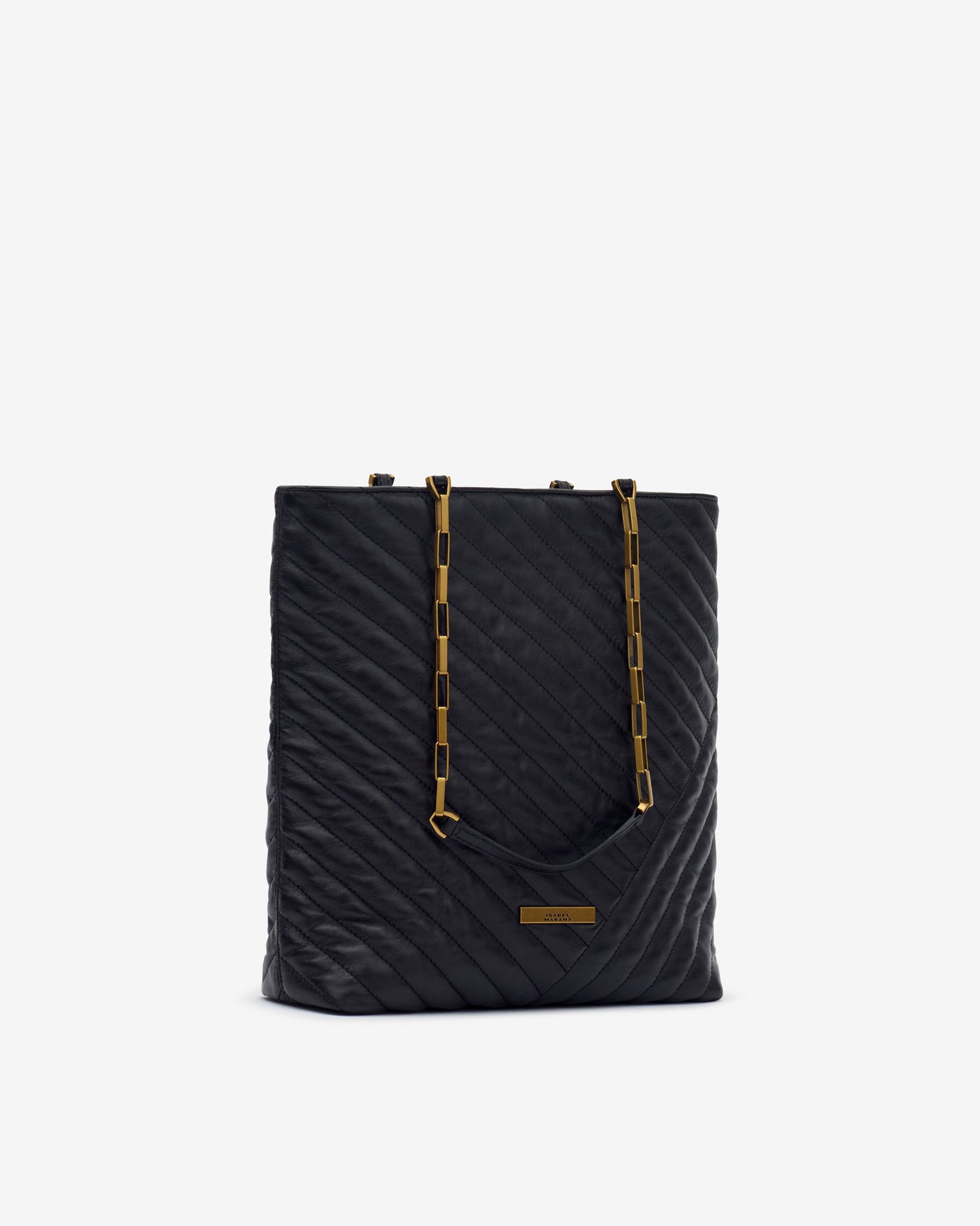 Merine Quilted Leather Shoulder Bag Black
