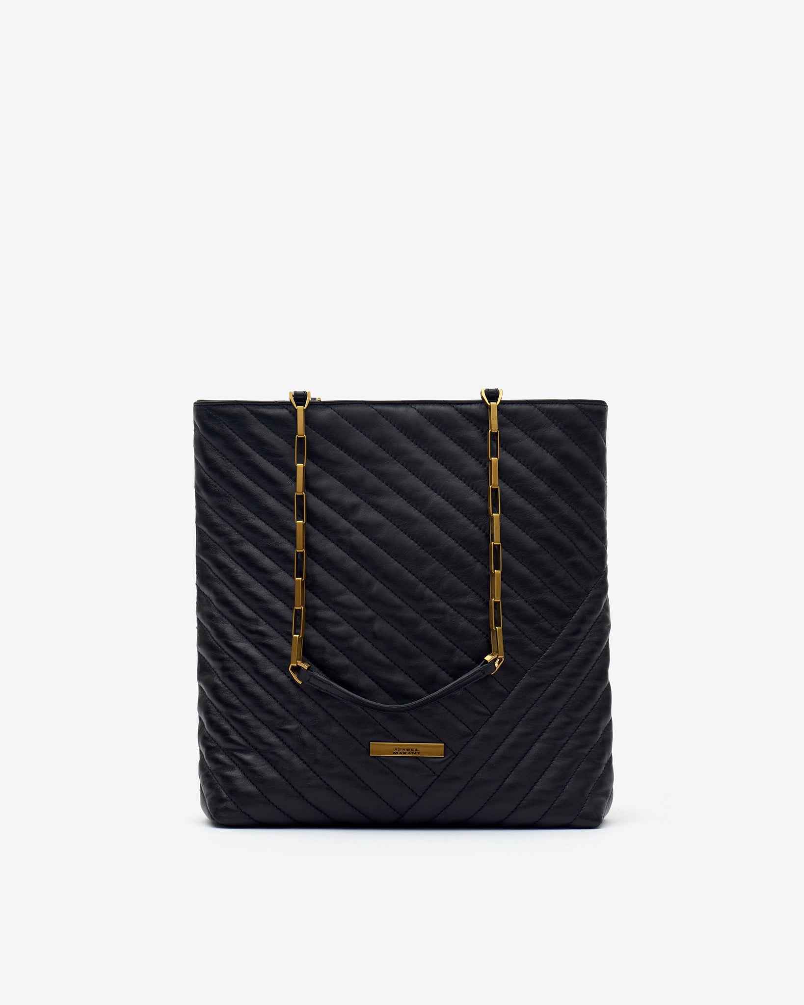 Merine Quilted Leather Shoulder Bag Black